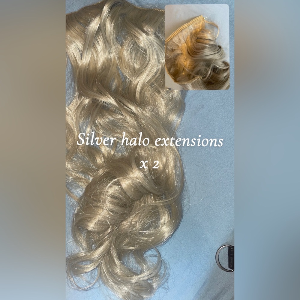 Elegant Silver Halo Hair Extensions